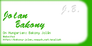 jolan bakony business card